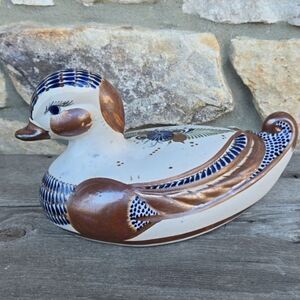 Tonala Stoneware‎ Duck Mexican Folk Art Pottery Glazed Bird Mexico